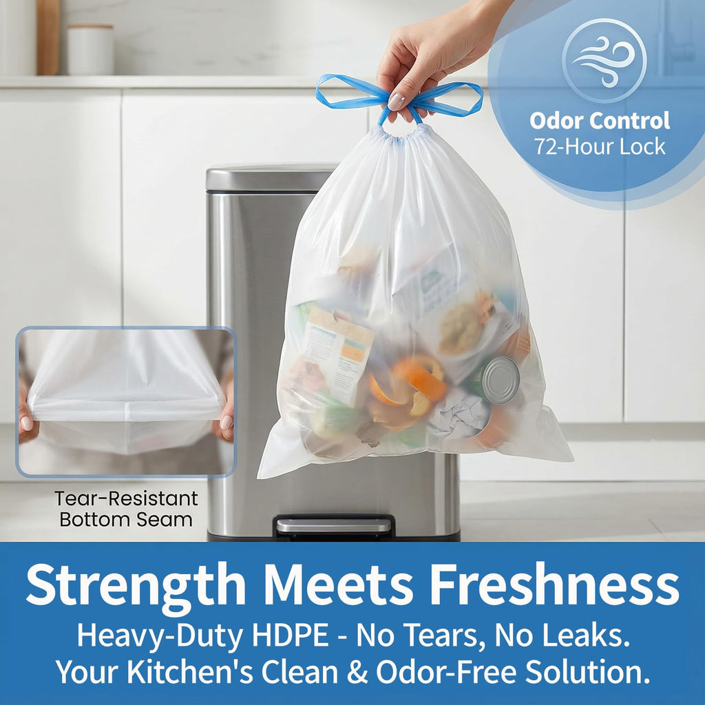 Small Trash Bags 5 Gallon Drawstring (120 Count)