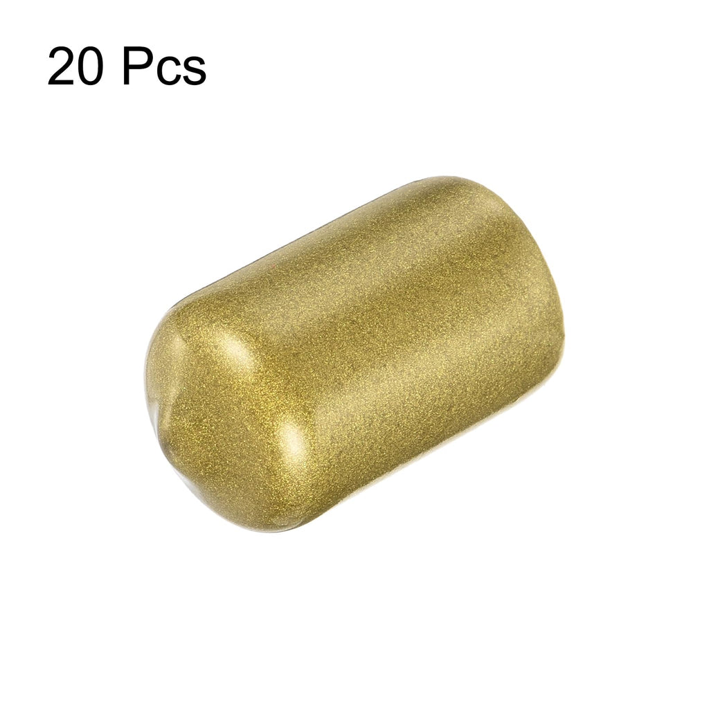 20pcs Rubber End Caps 13mm ID Vinyl Round Tube Bolt Cap Cover Thread Protectors Gold