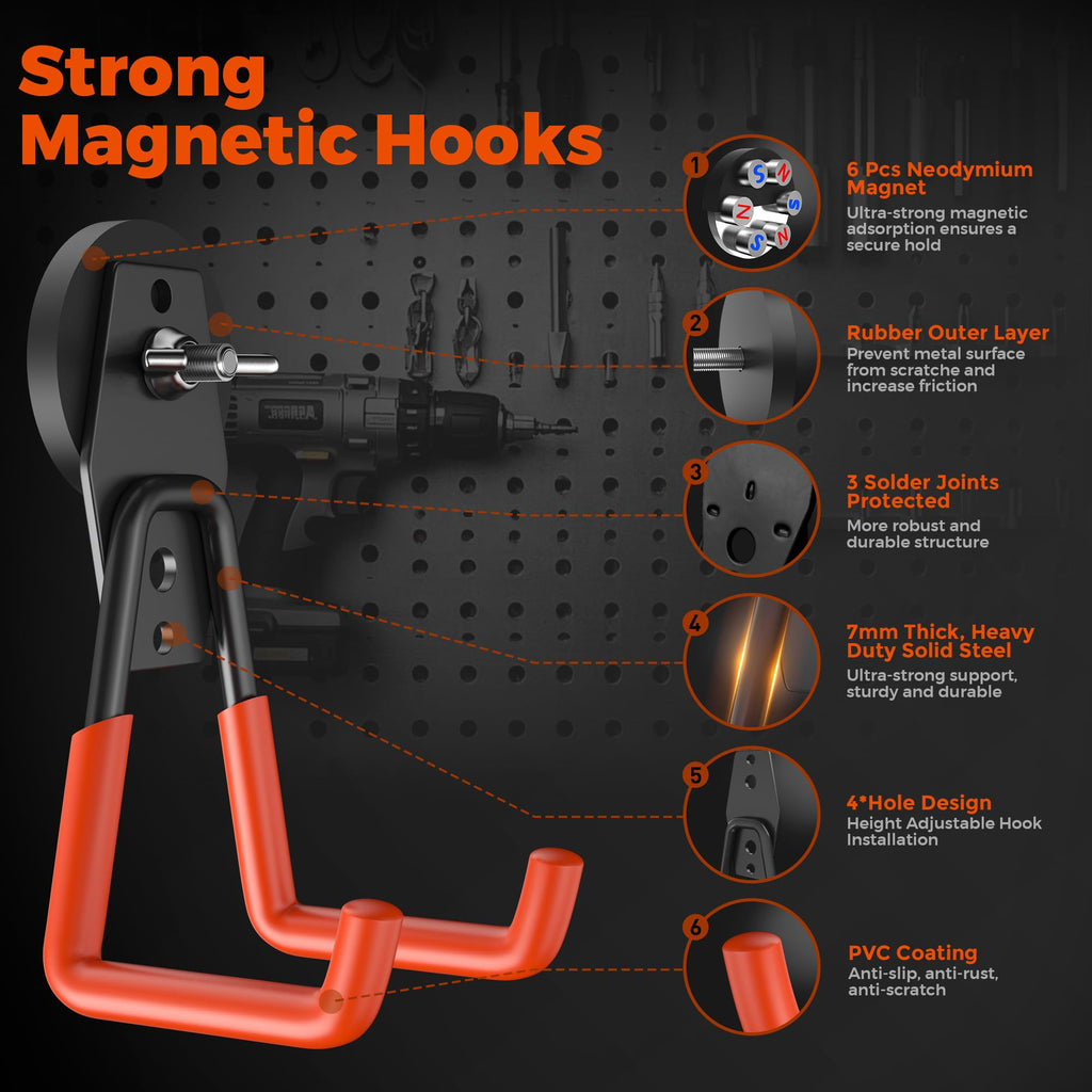 6 Pack Large Magnetic Hooks Heavy Duty (6 Count)