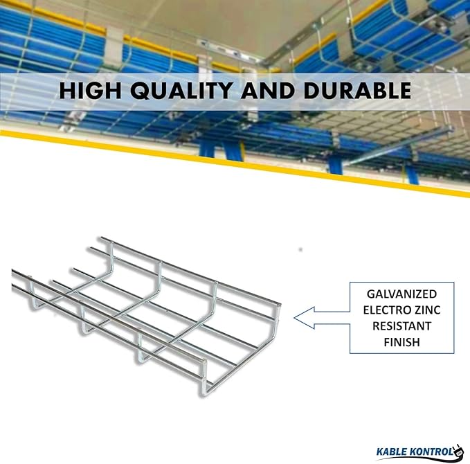 Kable Kontrol Cantilever Wall Bracket – 8” Width - Wire Mesh Tray Cable Management Rack Cords Organizer Cable Basket, Zinc Plated Steel NEC Approved for Network, Fiber Optic, Cabling Accessory