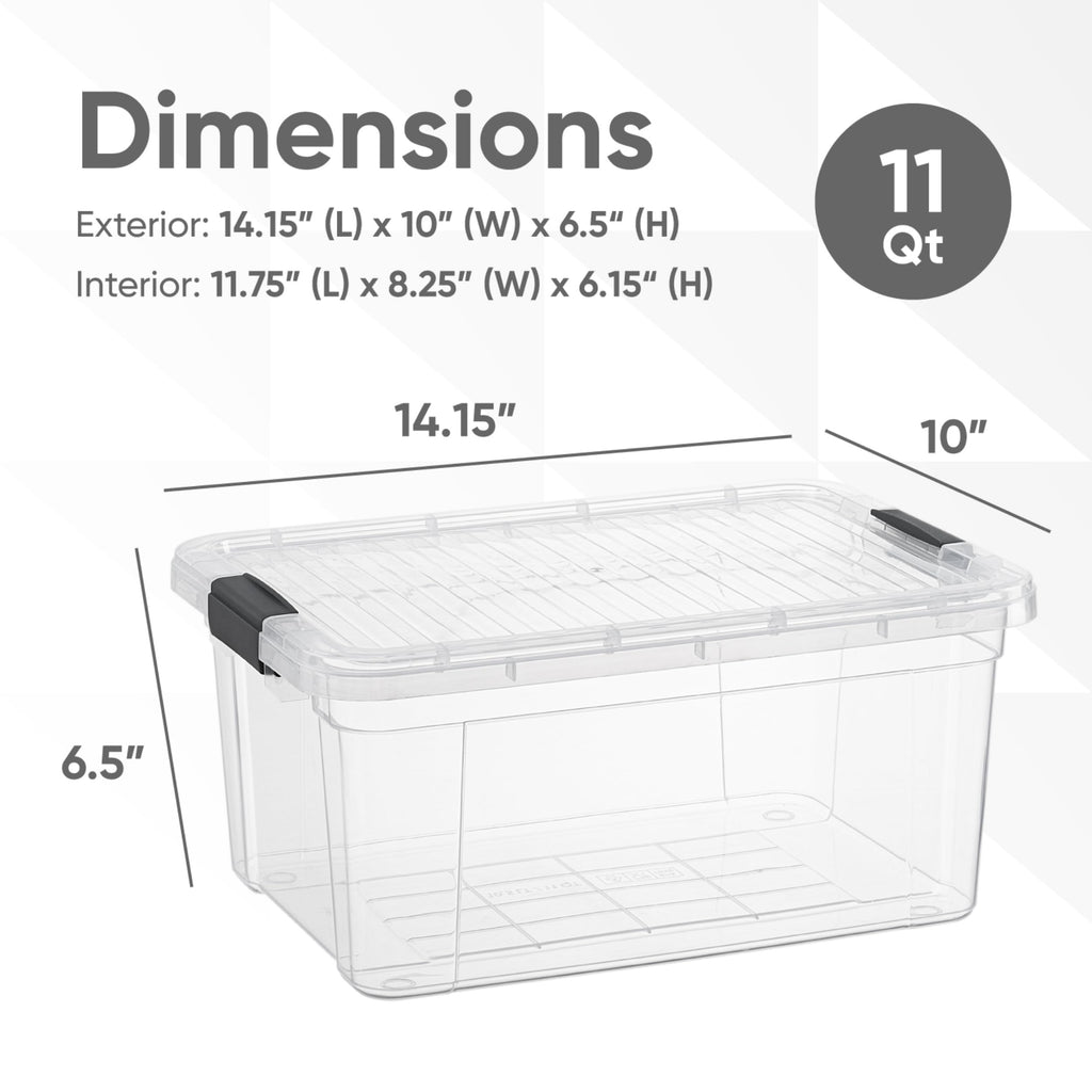 11 Quart Clear Plastic Storage Boxes with Lids (3 Count)