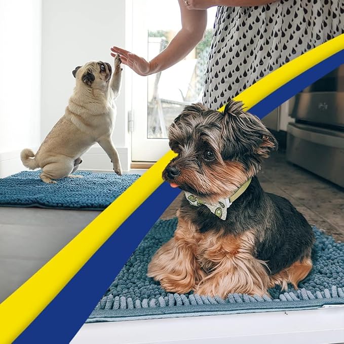 Muddy Mat® Shown on TV – Super Absorbent Door Mat Indoor, Microfiber Quick Dry Chenille Entryway Rug, Non-Slip Front Door Mat, Indoor Mats for Entryway, Machine Washable Pet Rug, Atlantic Blue 24"x36"