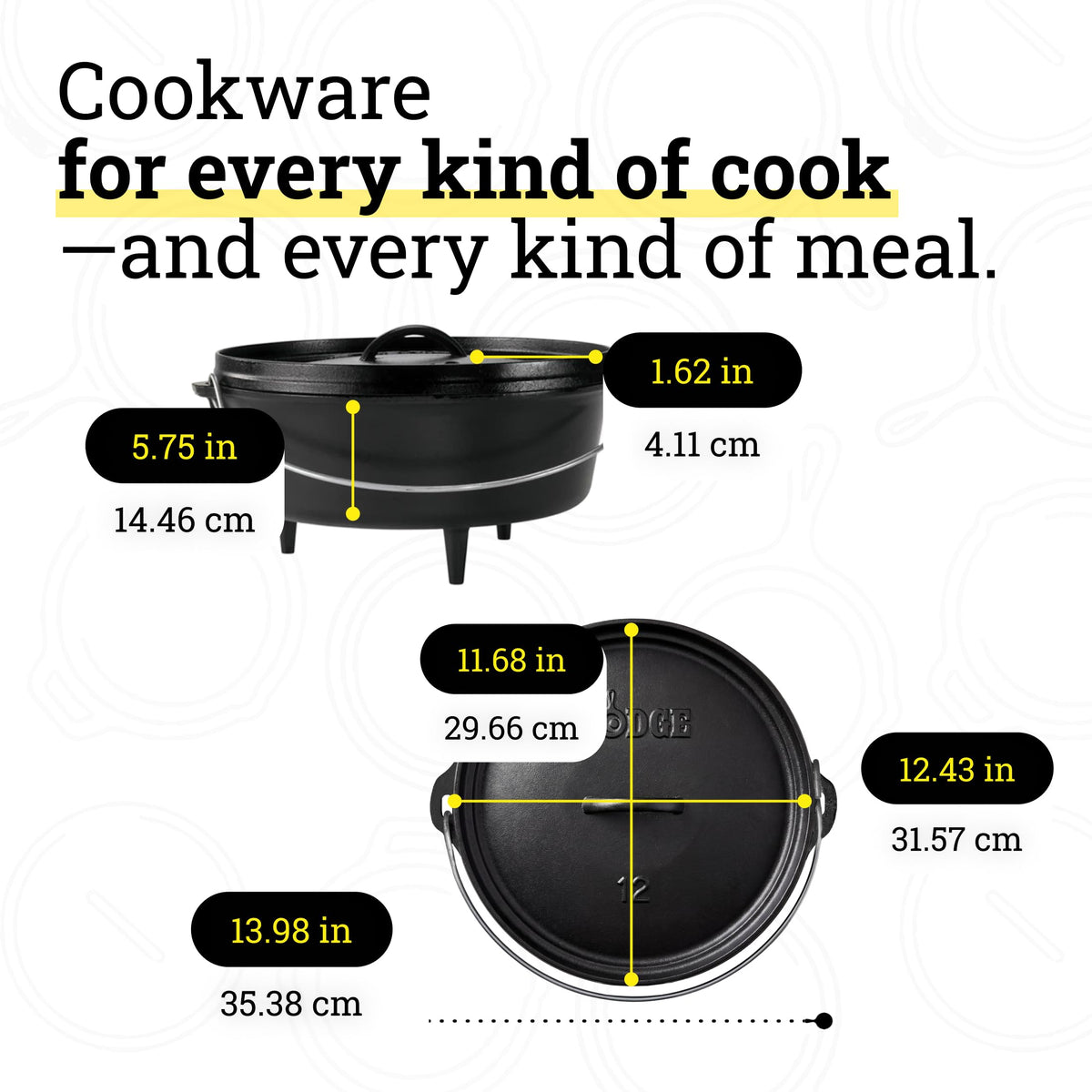 Lodge Seasoned Cast Iron Camp Dutch Oven with Lid - 6 Quart - Dual Handles - Seasoned Cast Iron Cookware with Steel Handle & Strong Lid for Heavy- Duty Camping Cookware