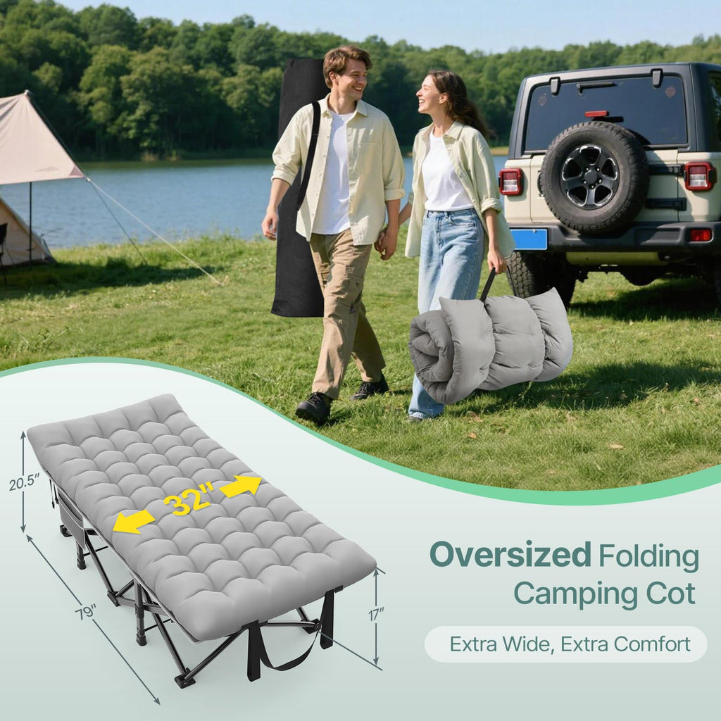 Suteck 32" XXL Folding Camping Cot, 900LBS Heavy Duty Sleeping Cots