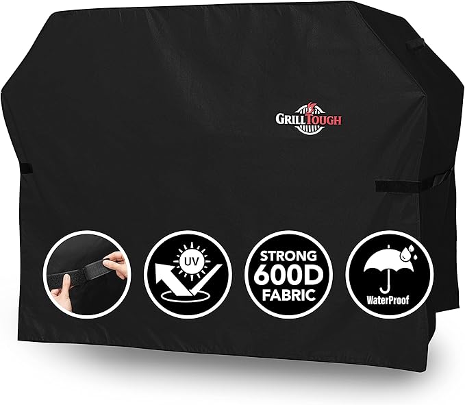 Heavy Duty BBQ Grill Cover for Outdoor Grill, 72 Inch – Waterproof, Weather Resistant, UV & Fade Resistant with Adjustable Straps – Gas Grill Cover for Weber, Genesis, Charbroil, etc. Black
