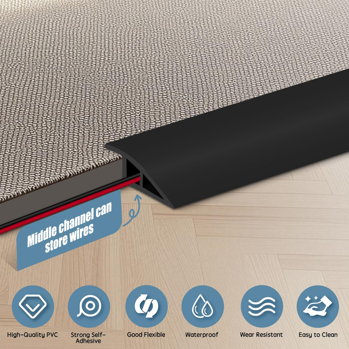 Floor Transition Strip Door Threshold 78" Floor Transition Reducer Trim on The Edges Threshold Strip Self Adhesive Suitable for Doorways