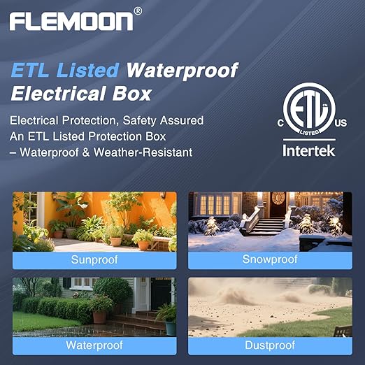 Flemoon Large Outdoor Electrical Box (12.5 x 8.5 x 5 inch), IP54 Waterproof Outdoor Extension Cord Cover Weatherproof, Protect Outlet, Plug, Socket, Timer, Power Strip, Holiday Light Decoration,Gray