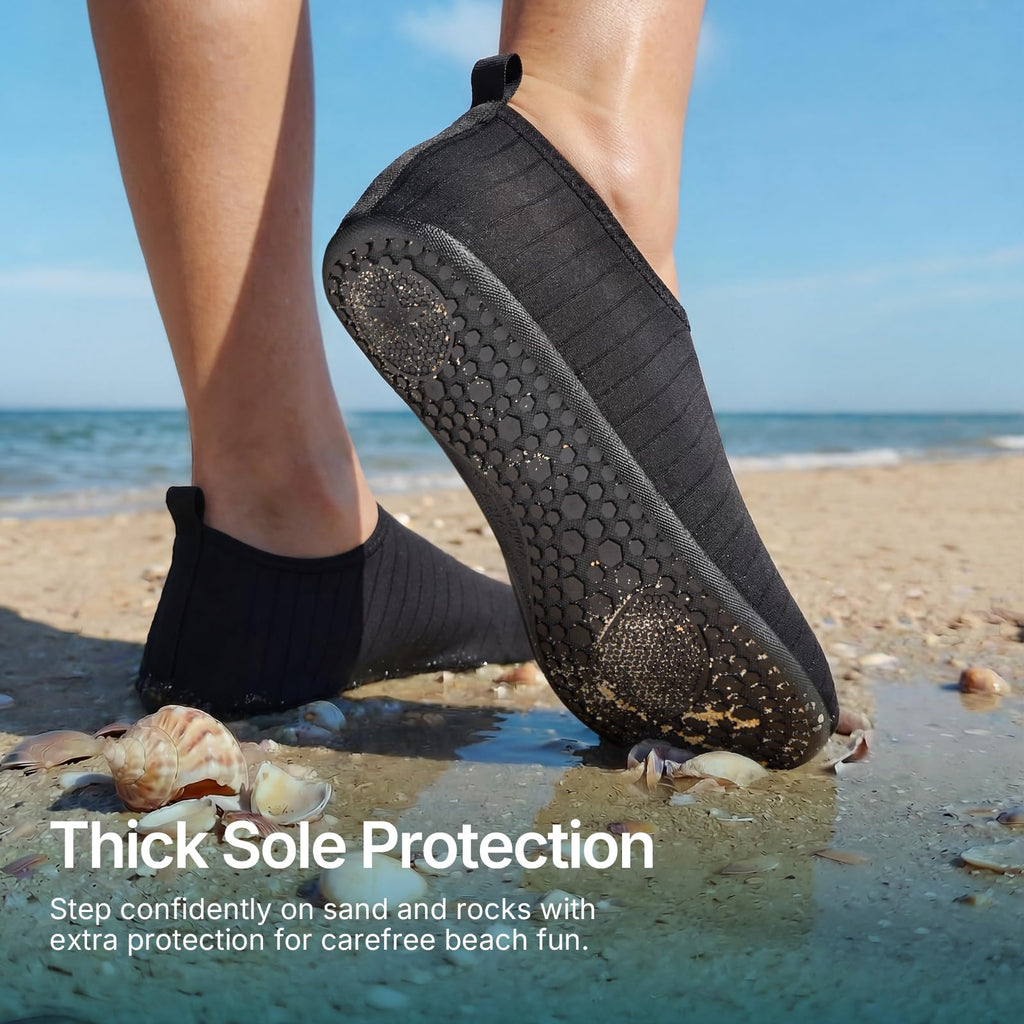 Water Shoes for Women Men Quick-Dry Aqua Socks Swim Beach Barefoot Yoga Exercise Wear Sport Accessories Pool Camping Must Haves Adult Youth Size, Black-w001, 11.5-12.5 Women/10.5-11.5 Men