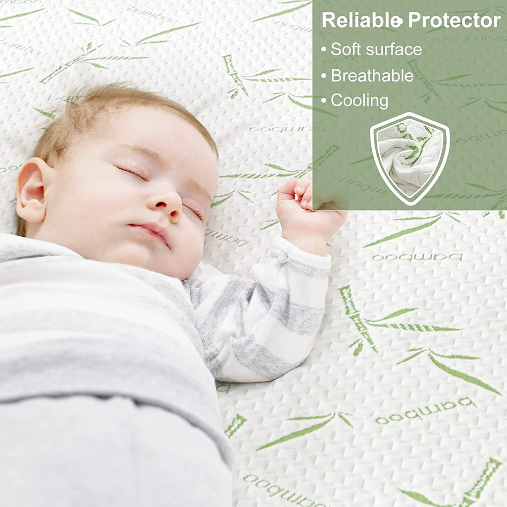 Full Size Mattress Protector Waterproof Mattress Pad Washable Bamboo Rayon Mattress Cover Breathable Noiseless Bed Protector 5"