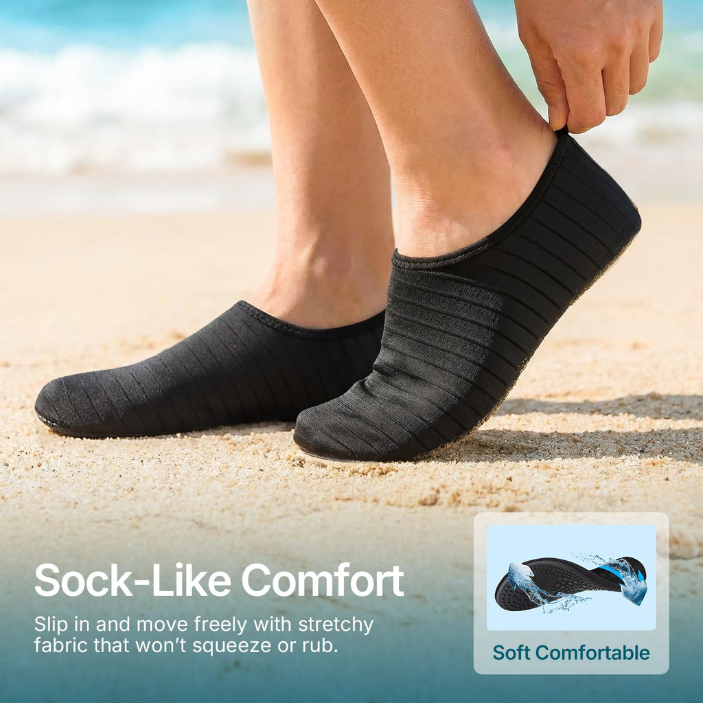 Water Shoes for Women Men Quick-Dry Aqua Socks Swim Beach Barefoot Yoga Exercise Wear Sport Accessories Pool Camping Must Haves Adult Youth Size, Black-w001, 11.5-12.5 Women/10.5-11.5 Men