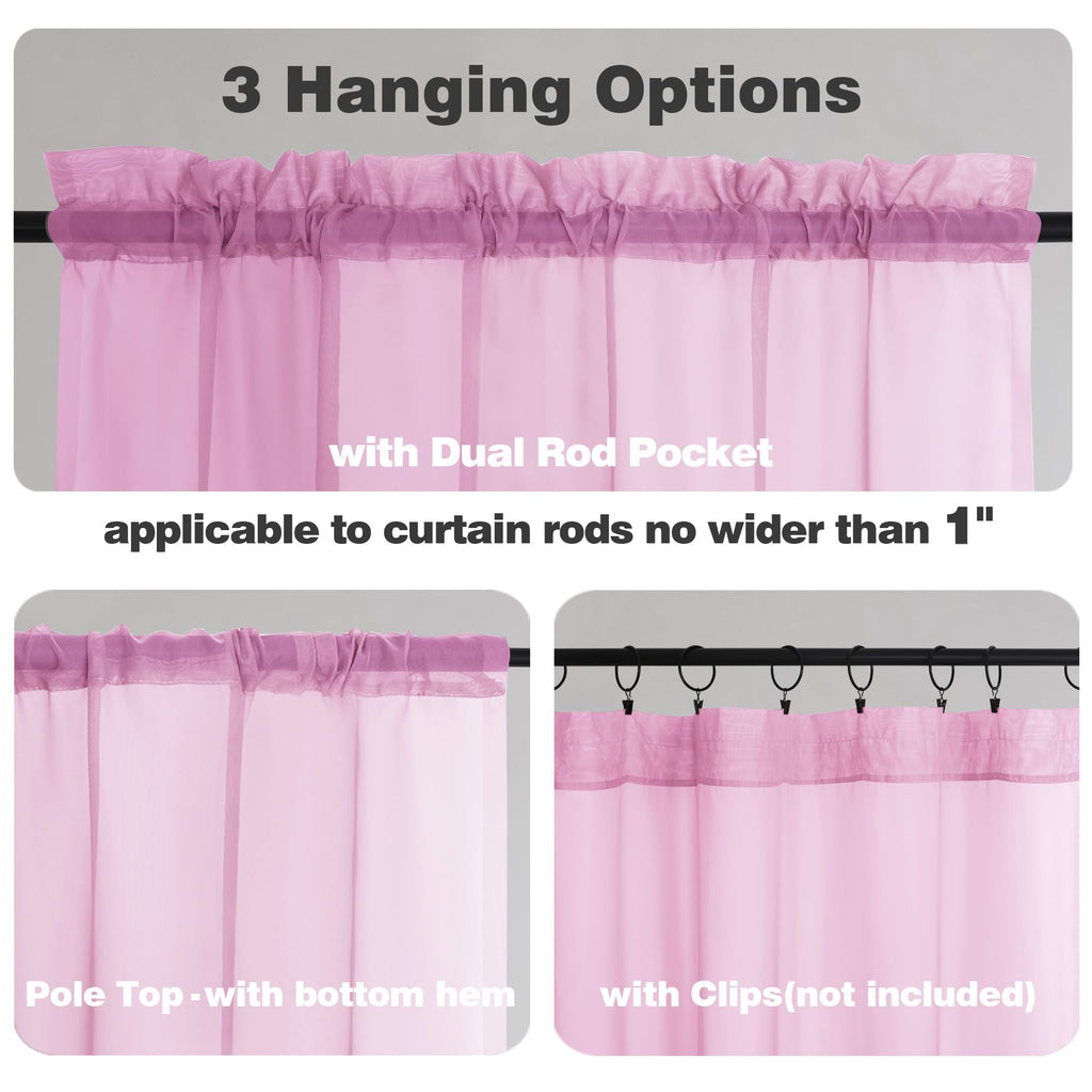Pink Sheer Curtains 108 Inches Long (2 Count)