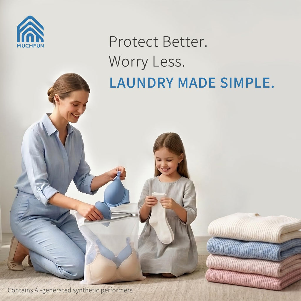 4Pcs Durable Fine Mesh Laundry Bags for Delicates (4 Count)