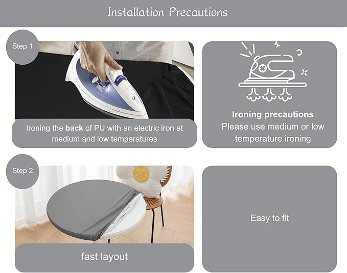 Round Fitted PU Tablecloth with High Elastic Edge 63 Inch Dia Waterproof Oil Proof Table Cloth Anti-Scald Stain-Resistant Wipeable Table Cover for Indoor Outdoor Picnic (Light Grey,63" Dia)