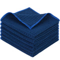 Waffle Microfiber Dish Cloths Navyblue Kitchen Towels Cleaning Cloth (6 Count)