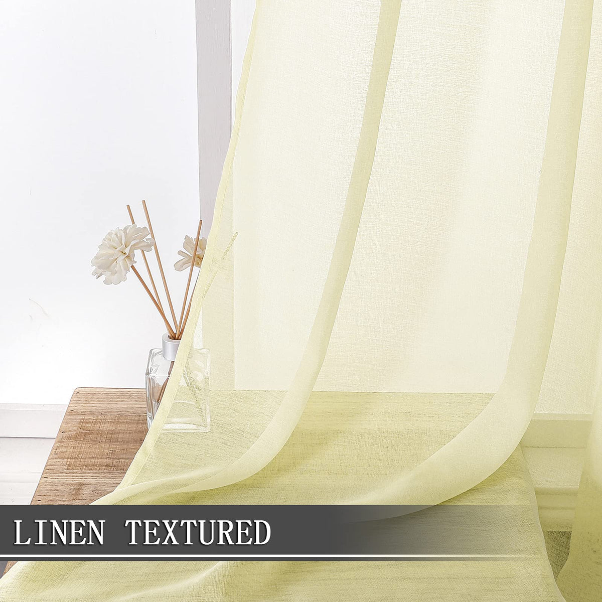 Sheer Tier Curtain Linen Textured Half Kitchen Curtains Sheer Light Filtering Rod Pocket Voile Small Curtains for Bathroom