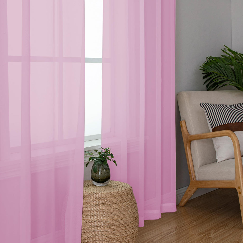 Pink Sheer Curtains 108 Inches Long (2 Count)