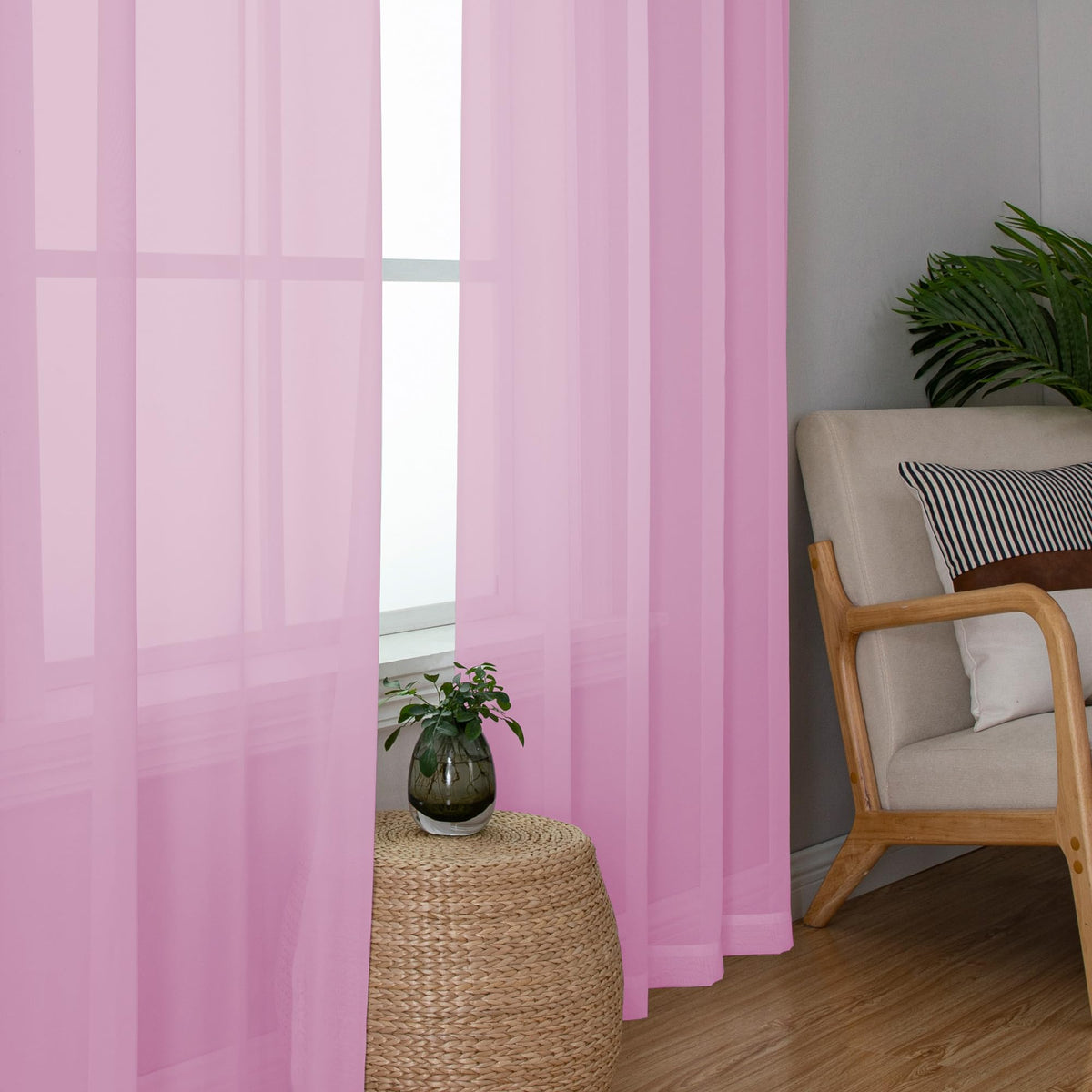 Pink Sheer Curtains 108 Inches Long (2 Count)