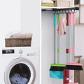 Pull Out Broom Holder With Adjustable Double Row Sliding Hook