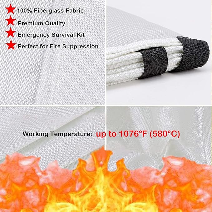 TONYKO Emergency Fire Blankets, Flame Retardant Protection and Heat Insulation Designed for Kitchen,Fireplace,Grill,Car,Camping(White(9PACK))