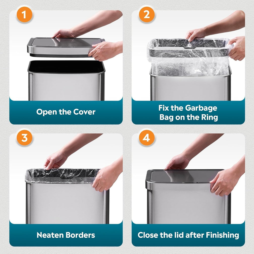 16 Gallon Touchless Motion Sensor Trash Can (60 Count)