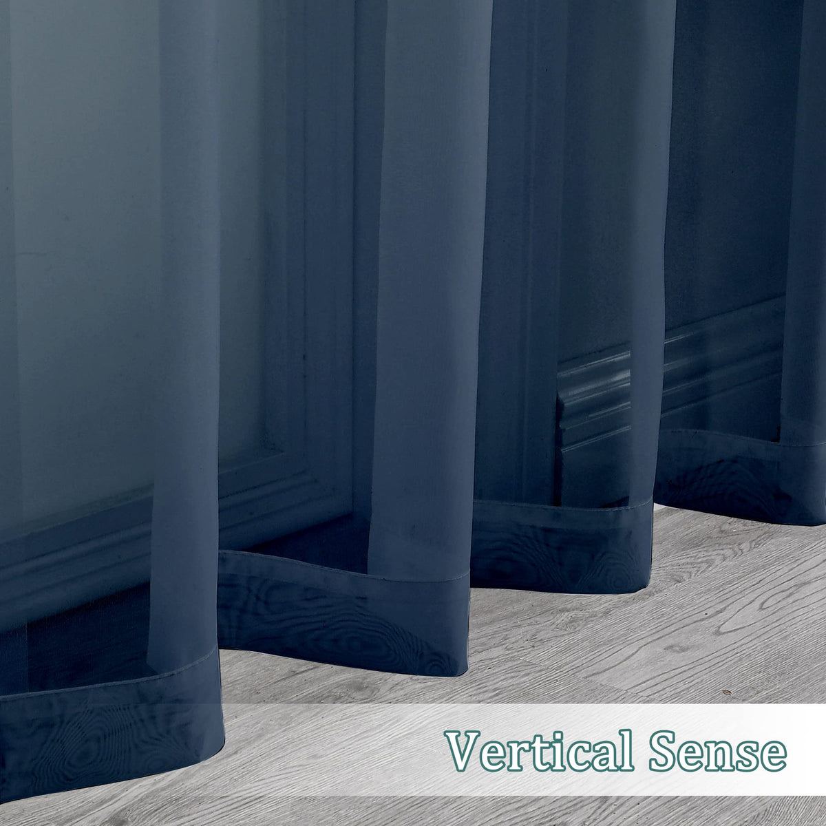Sheer Navy Blue Curtains 90 inches Long 2 Panels (2 Count)