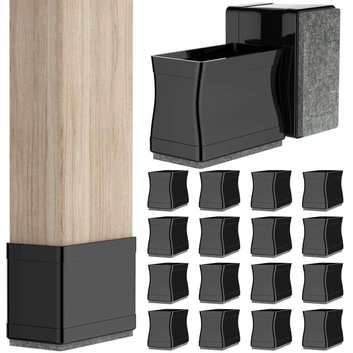 1" x 1 3 4" Rectangle Chair Leg Protectors for Hardwood Floors Silicone Covers to Protect Wood Tile Floors Felt Pads Furniture Leg Caps Reduce Noise (16 Count)
