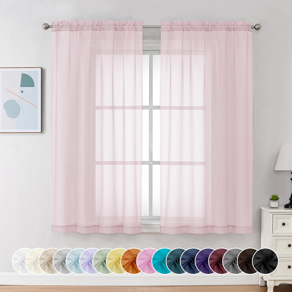 Sheer Curtains 54 Inch Long 2 Panels (2 Count)