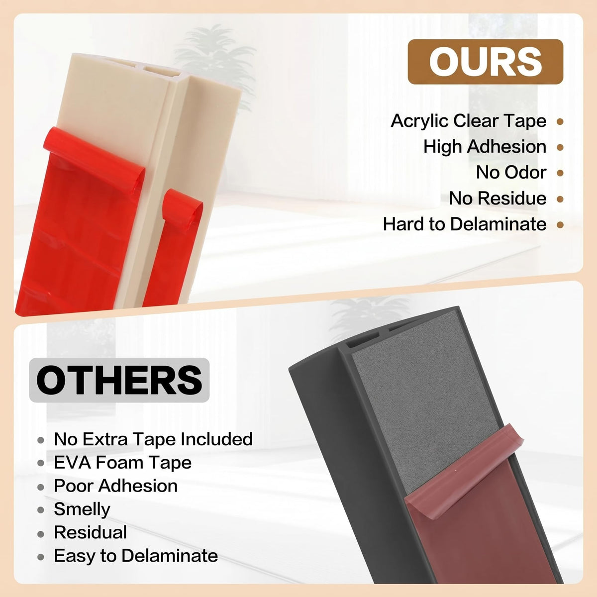 Floor Transition Strip Vinyl Door Threshold Ramp Self Adhesive Carpet Edging Strip Doorway Edge Trim (10 Foot)