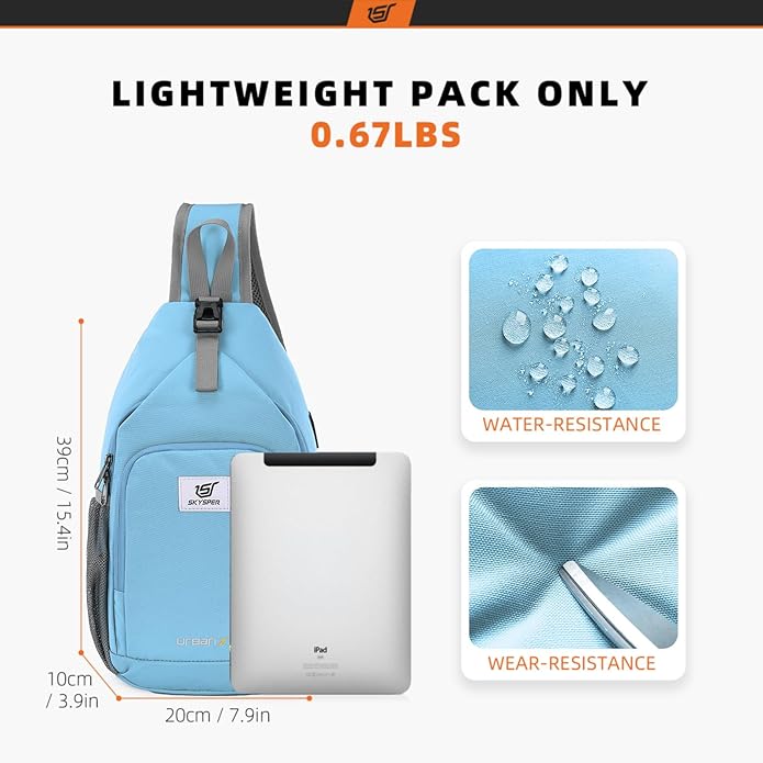 SKYSPER Sling Bag RFID Crossbody Sling Backpack Cross Body Shoulder Bag Travel Hiking Daypack for Women Men