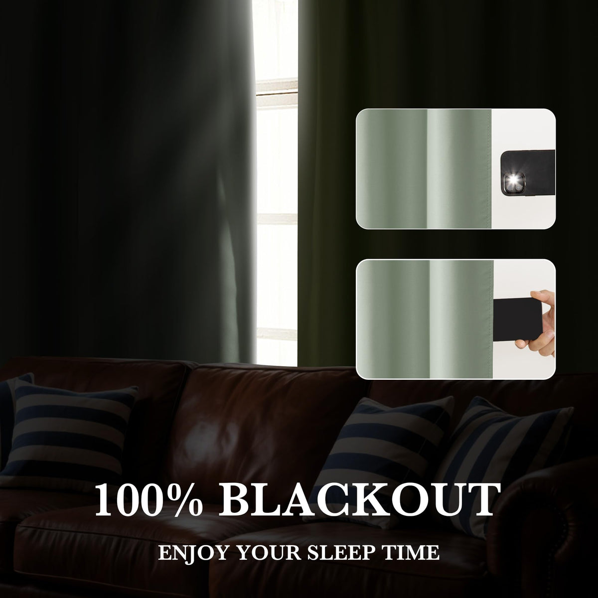 100% Blackout Short Curtains for Small Window (2 Count)