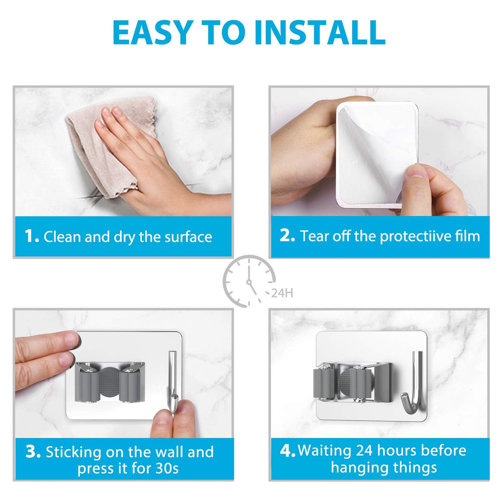 Mop Broom Holder No Drill