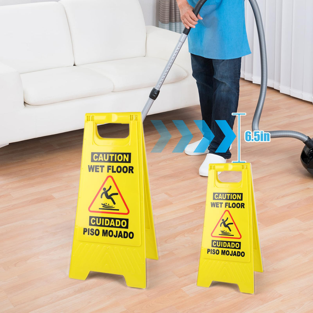 6 Pack 24 IN Caution Wet Floor Sign Bilingual Foldable Safety Sign (6 Count)