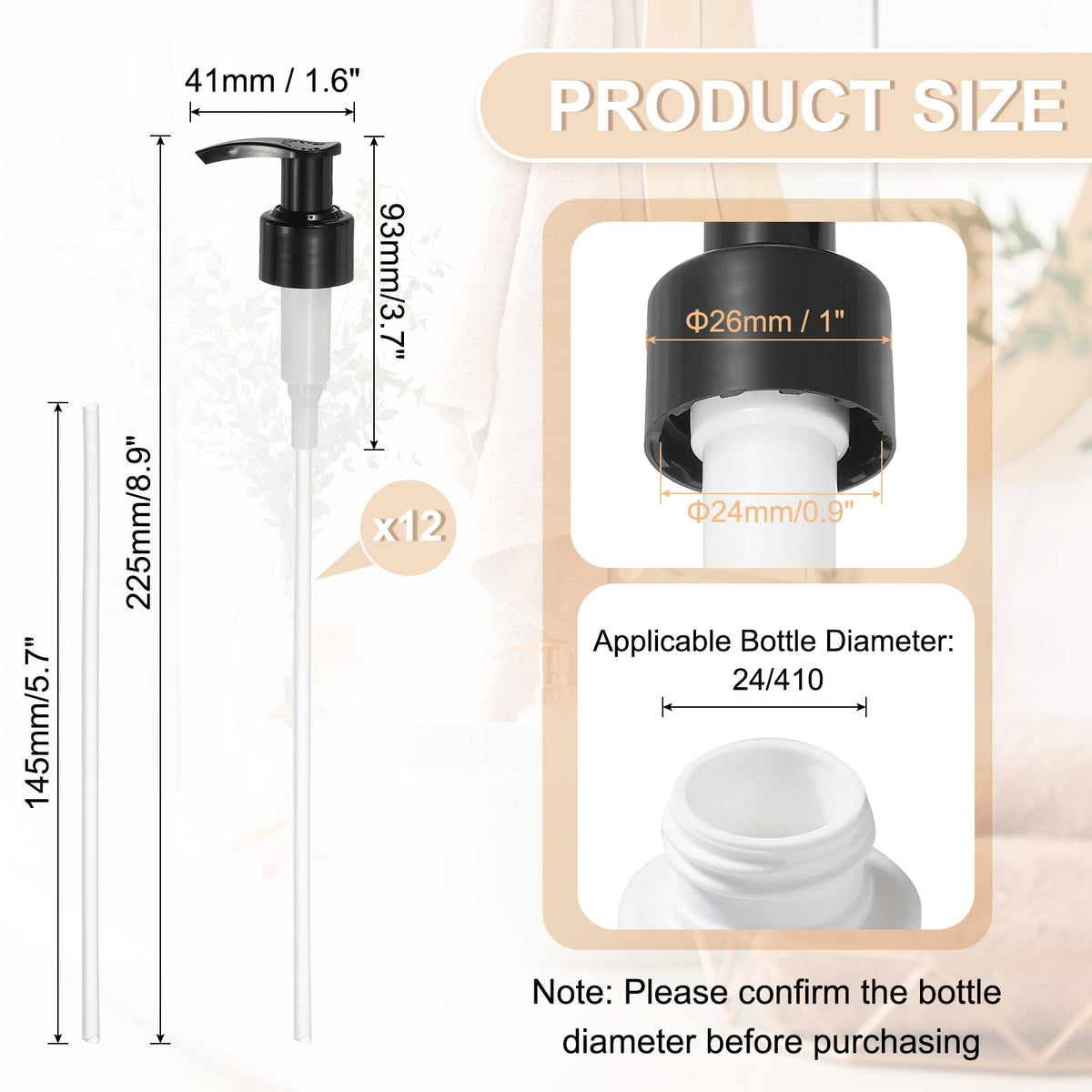 12Pcs Soap Dispenser Pump Head for Standard 24 (12 Count)