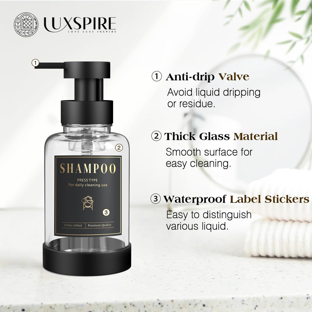 15oz Glass Foaming Soap Dispenser Set (2 Count)