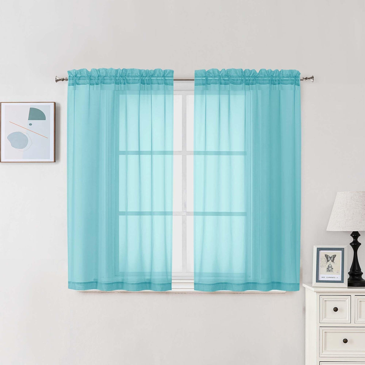Sheer Curtains 54 Inch Long 2 Panels Set (2 Count)