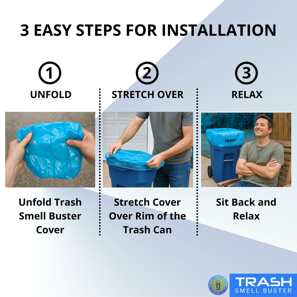 Trash Can Smell Eliminator Cover Odor Eliminating Bag Lemon Scented Durable Chemical Free 95 Gallon 3 Pack (3 Count)