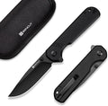 SENCUT Aetheris Pocket Knife, EDC Folding Knife with 3.68'' 9Cr18MoV Blade & Canvas Micarta Handle, Reversible Clip for Camping Hiking S24095-3(Black)