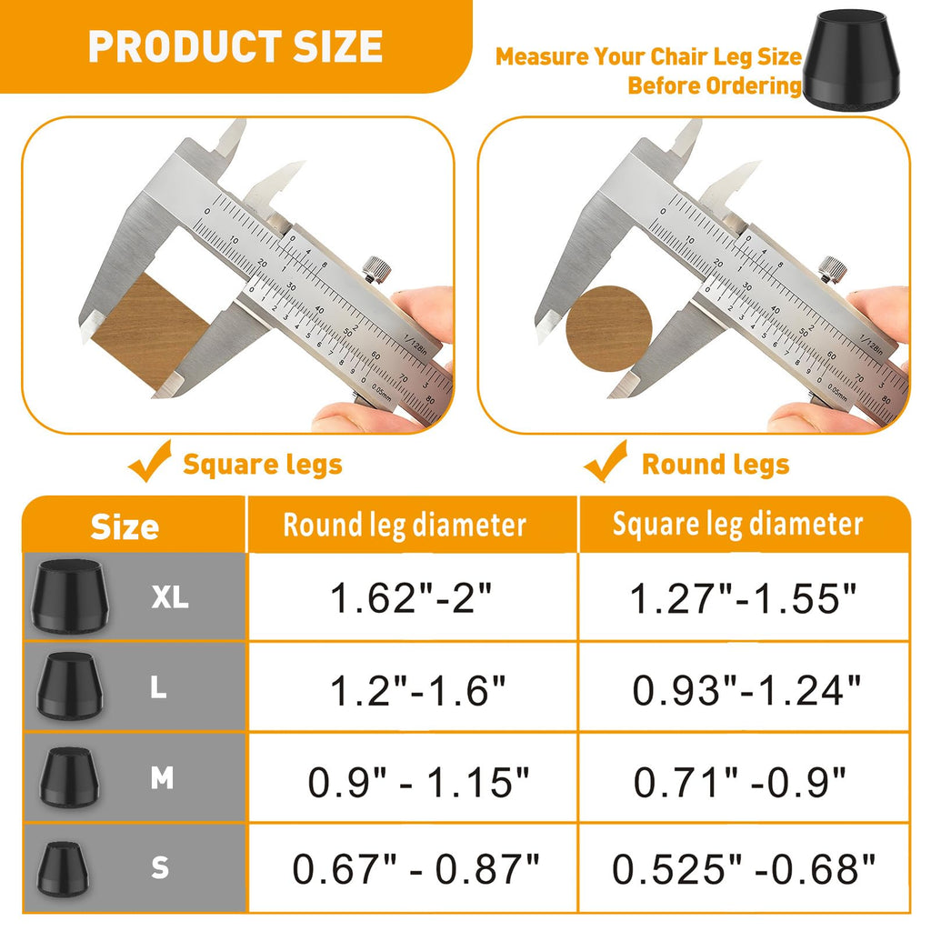 Chair Leg Protectors for Hardwood Floors (16 Count)