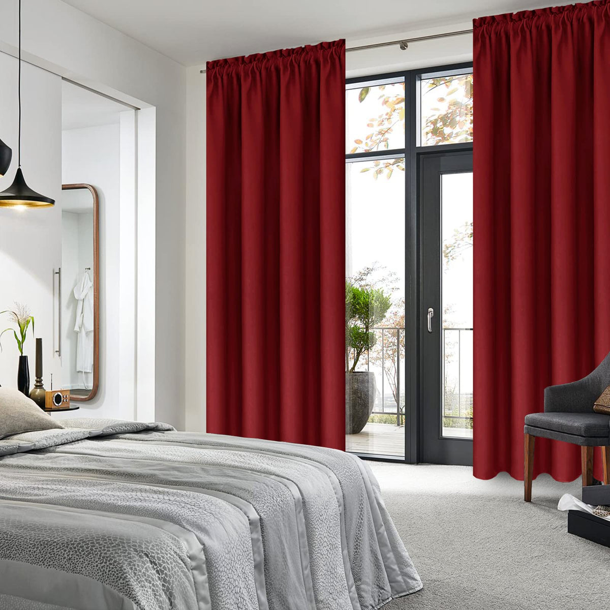 Blackout Curtains for Bedroom Living Room 38 x 72 Inch Long Burgundy (2 Count)