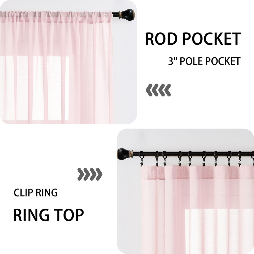 Sheer Door Curtains Closet Linen Textured Curtain Sheers Doorway Light Filtering Voile French Doors Rod Pocket Curtains Patio Glass Door