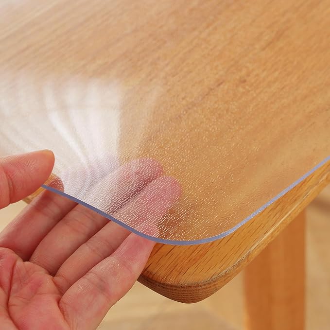Frosted Clear Table Protector 42 x 96 Inch, 1.5mm Thick Plastic Table Cover, Waterproof PVC Clear Table Cover Protector, Desk Protector Mat, Writing Desk Pad for Desktop, Coffee & Dining Room Table