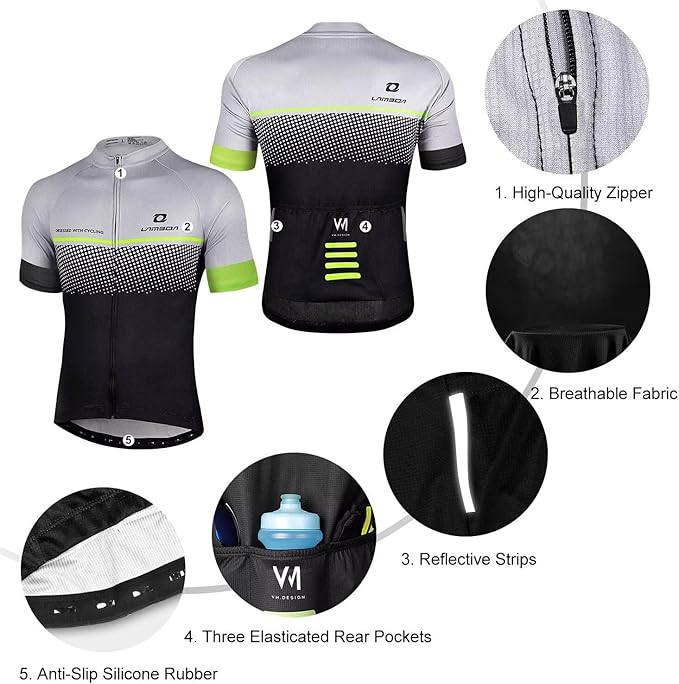LAMEDA Men's Cycling Jersey Breathable Lightweight Bike Jersey Short Sleeve Quick Dry Moisture Wicking Biking Shirts