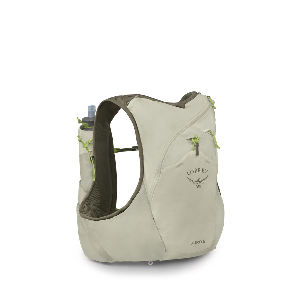 Osprey Duro 6L Men's Running Hydration Vest with Hydraulics Soft Flasks - Adjustable Water Pack with Pockets, Sandy Grey, Small