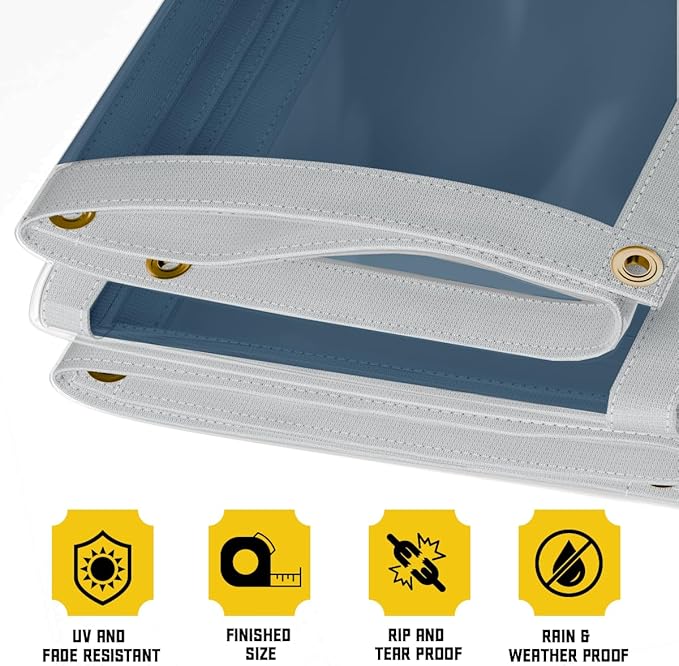 Core Tarps 20 Mil Extreme Heavy Duty Clear Tarp with Gromments - 10x20ft Super Clear Tarps Heavy Duty Waterproof Vinyl Tarpaulin, Transparent Tarp for Outdoor, Camping & Construction, Clear Blue