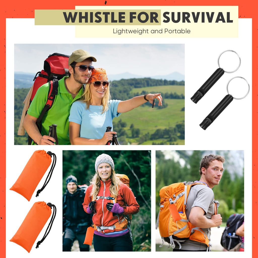 Qunclay 12 Set Emergency Sleeping Bag Survival Bivvy Sack Blanket with Whistles Lightweight Portable Thermal Survival Bag Thick Tent with Hood Extension Nylon Stuff Sack (Orange,82.7 x 35.4 in)