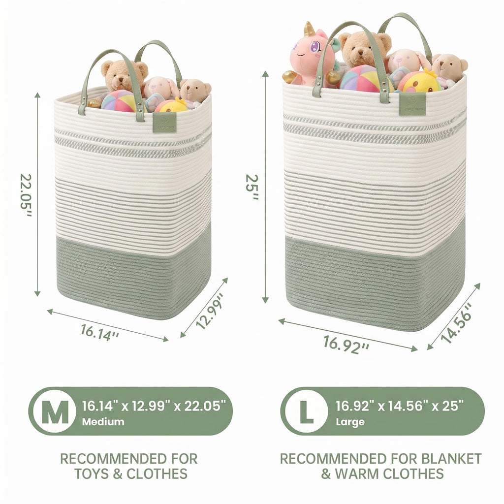 75L Woven Laundry Hamper with Long Leather Handles