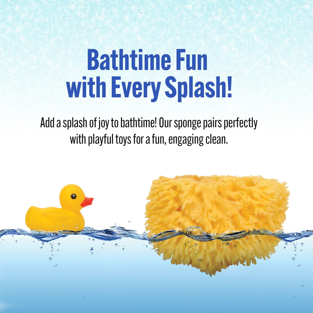 1 Count, 4 Inch) Natural Yellow Sea Bath Sponge, Natural Baby Bath Sponge for Newborns and Kids, Soft When Wet, Absorbent, Biodegradable, Hypoallergenic
