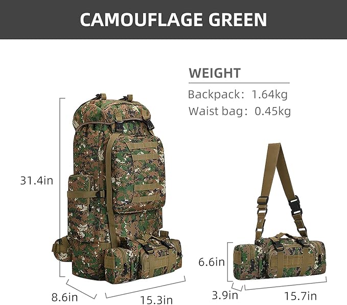 King'sGuard 100L Camping Hiking Backpack Molle Rucksack Military Camping Backpacking Daypack