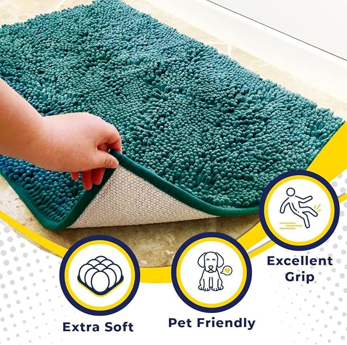 Muddy Mat® Original Dog Door Mat for Muddy Paws, Super Absorbent Microfiber, Non-Slip Washable Pet Rug, Quick Dry Chenille Entryway Carpet, Machine Washable Indoor Outdoor mat, Teal 18"x28"