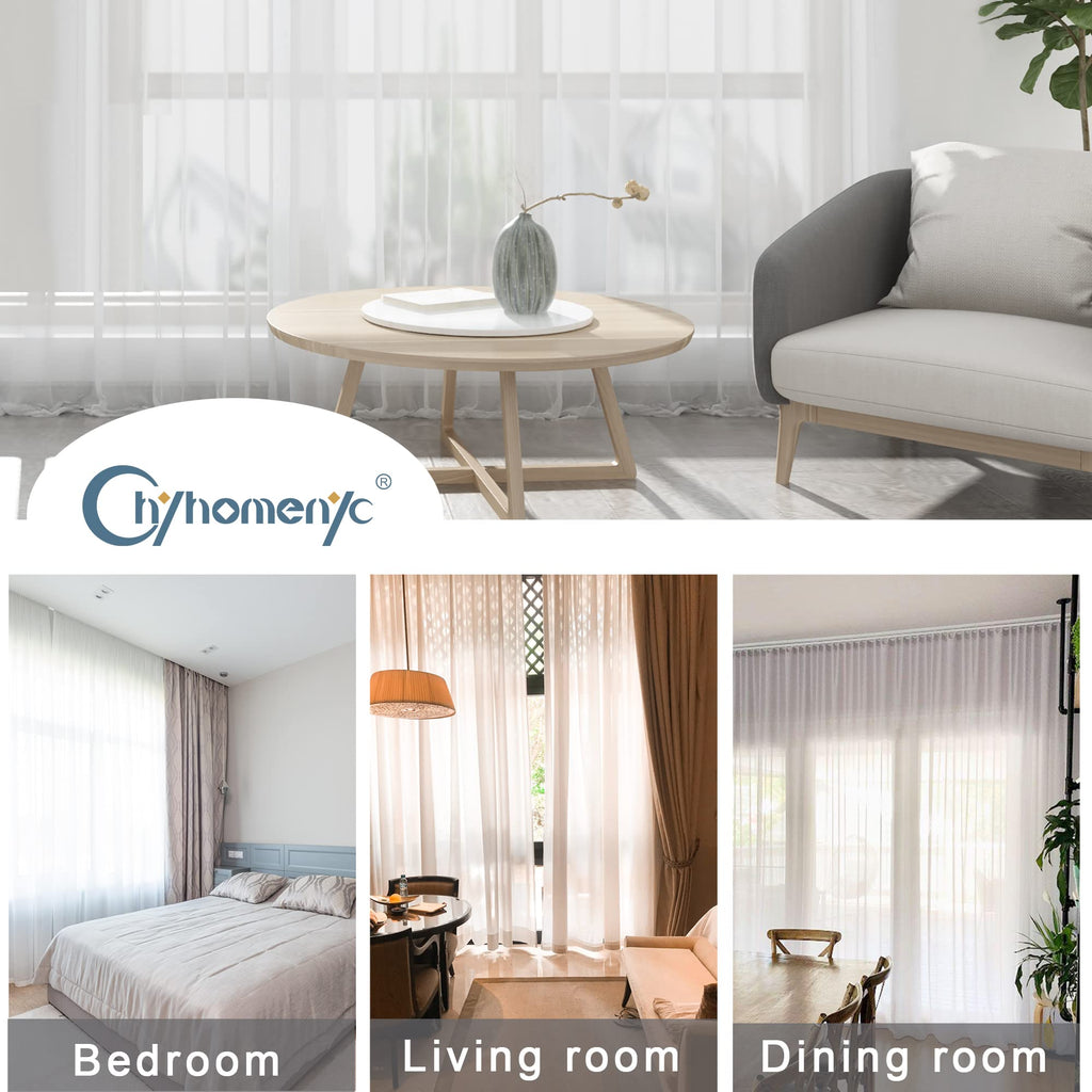 White Sheer Curtains 30 inch Length 2 Panels (2 Count)